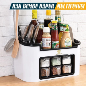 Rak Bumbu Dapur All in 1 6Laci FREE 6Pcs Sendok Bumbu + Tempat Pisau Tempat Penyimpanan