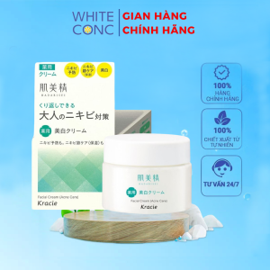 Kem hỗ trợ giảm mụn và dưỡng trắng Kracie Hadabisei Acne White Conc Nhật Bản 50g