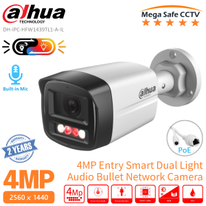 DAHUA DH-IPC-HFW1439TL1-A-IL 4MP Full-color Audio Bullet Netwok IP Camera Smart Dual Light Built-in Mic PoE IP CAMERA