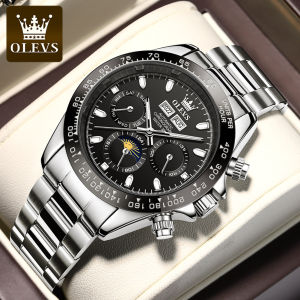 OLEVS Mens Waterproof Watch 2023 Genuine Mechanical Automatic Multi-Function Dial Stainless Steel Strap Casual Watch