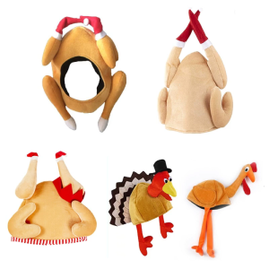 Christmas Funny Hat Plush Turkey Shape Hat Fun Crazy Hat Thanksgiving Day Accessory Carnival Party Cute Hat for Adult