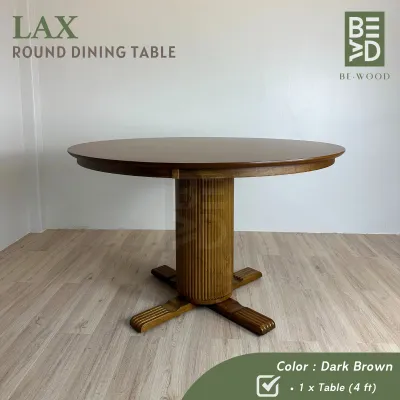 LAX Round Dining Table 2.5FT/3FT/3.5FT/4FT Pedestal Kayu Meja Makan Bulat (BE WOOD)