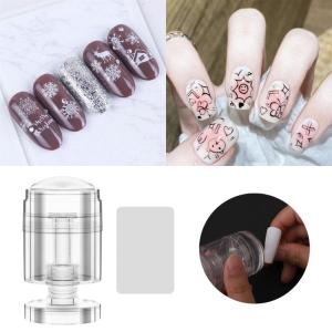 Nail Stamper French Tip Nail Rotatable Nail Art Stamper Clear Silicone Nail Stamping Jelly Stamper Nails Art Tool