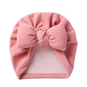 Giả Len cashmere Mũ trẻ em ấm áp mùa thu mùa đông Beanies rắn Bowknot nắp ca-pô trẻ sơ sinh Nam Nữ khăn xếp headwraps
