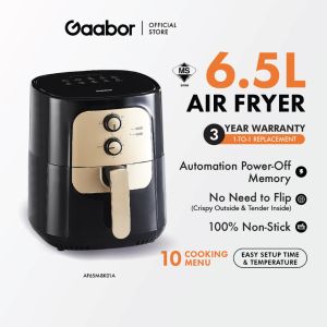 Gaabor New 6.5L Air Fryer Super Large Capacity 1400W Non Stick Coating Dual Knob AF65M BK01A
