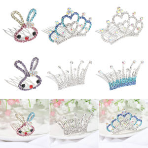 BENNETTGC Lovely Party Crystal Childrens Headwear Crown Comb Rabbit Hairpin