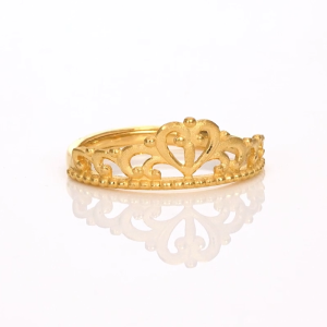Chow Sang Sang 周生生 999.9 24K Pure Gold Love Decode Crown Adjustable Ring for Women 90227R Price-by-Weight 2.99g Gold