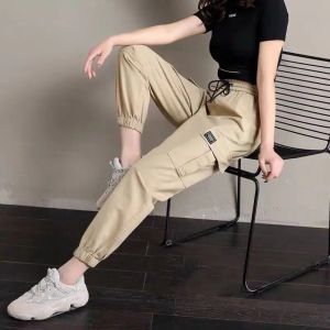Women Pants Thin Style Solid Casual Pockets Wide Leg Trousers Drawstring Fashion Ladies Straight Pants Versatile Trend