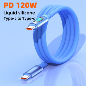 120W 6A USB to Type C Type-C T0 C สายเคเบิลข้อมูลดิจิตอลจอแสดงผล QC PD Fast Charger สายเคเบิลข้อมูลสำหรับ Apple Huawei Honor Xiaomi OPPO VIVO Samsung