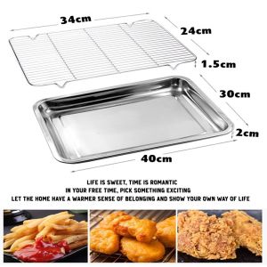 304 Stainless Steel Baking Tray Baking Sheet Pan & Rack Set