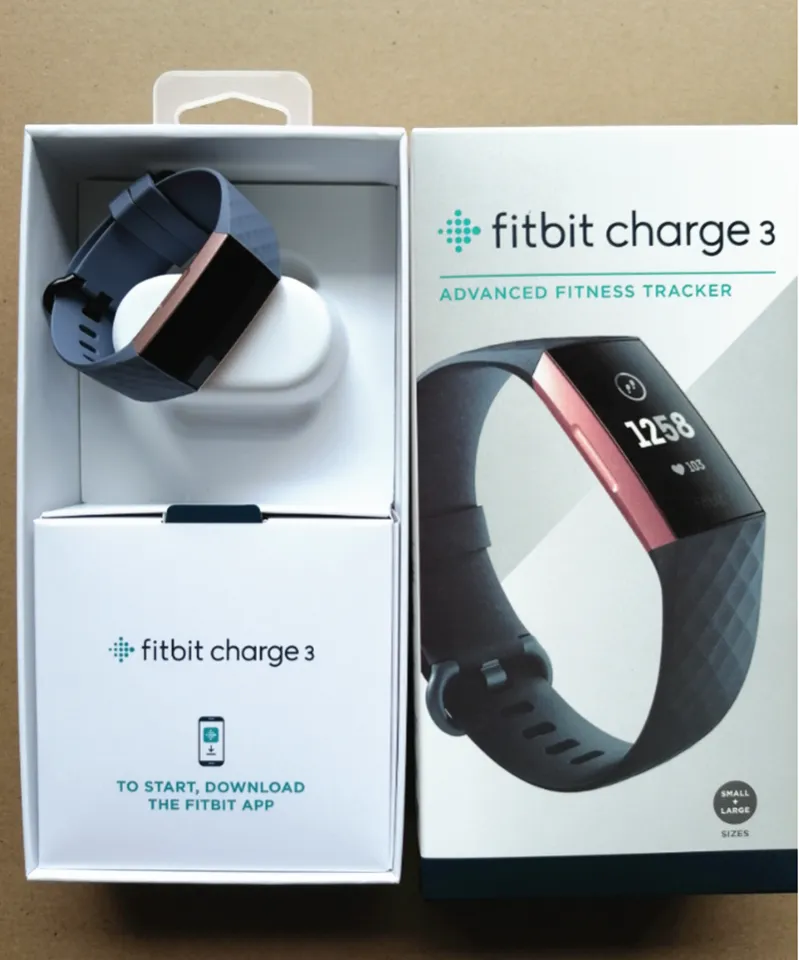 New Original Fitbit Charge 3 Advanced fitness Tracker with Heart Rate Sleep Tracking 7 Day Battery Seller Warranty Charger Large and Small Band Whole set Package included Lazada Singapore