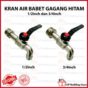Kran Air Besi Gagang Hitam 1/2" 3/4" l Keran Tembok High Quality
