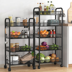 Janet ชั้นวางของในครัว มีให้เลือก 3/4/5 ชั้น (ถอดตะกร้าได้) ชั้นวางของเหล็ก ตะกร้าอาหาร ชั้นวางของถอดได้ ชั้นวางของ มีล้อสําหรับเคลื่อนย้าย