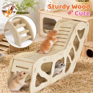 CuddleCove Wooden Hamster House Tunnel Hideout Shelter Easy Install No Drill Cage Toy Small Pets