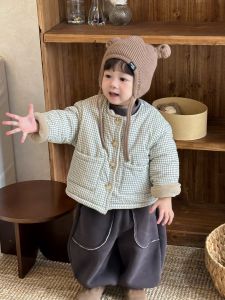 Childrens Thick Plaid Cotton Jacket 2025 Autumn and winter baby clothes boys custom-made outfits