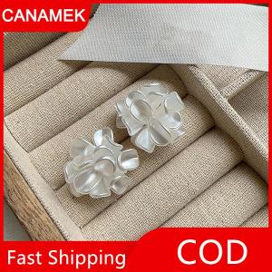 【CANAMEK】 Trắng Acrylic Hoa Bông Tai Cho Phụ Nữ Lãng Mạn Đảng Wedding Bông Tai Đơn Giản Thời Trang Stud Bông Tai Đồ Trang Sức Cô Gái Quà Tặng
