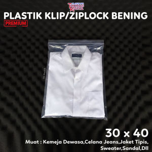 Plastik Klip 30x40 Packing Baju Besar / Ziplock Bening Olshop Distro Zipper Zip Lock PE klip