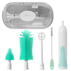 🔥SG Seller🔥-Electric Bottle Brush Electric Baby Bottle Brush Set with Silicone Bottle/Bottle Brush with Drying Rack