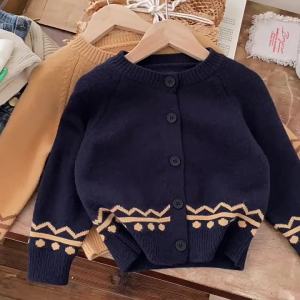 Ben Shushu 2025  Autumn Winter New Style Boys and Girls Knitted Cardigan Sweater French Style Western Design Sense Sweater Coat