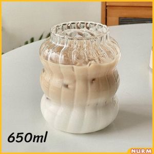 Nurm 530ml 650ml Drinking Cups Heat-resistantn Coffee Milk Tea Cup 410ml Creative Clear Vintage Fluted