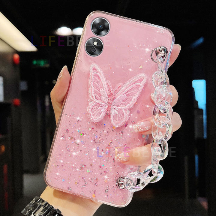 LIFEBELLE Casing for OPPO A17 Case, with Crystal Bracelet Girls