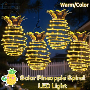 LED Solar Pineapple Lights Garden Fairy Hanging Lantern Outdoor Waterproof String Lamp Multicolor