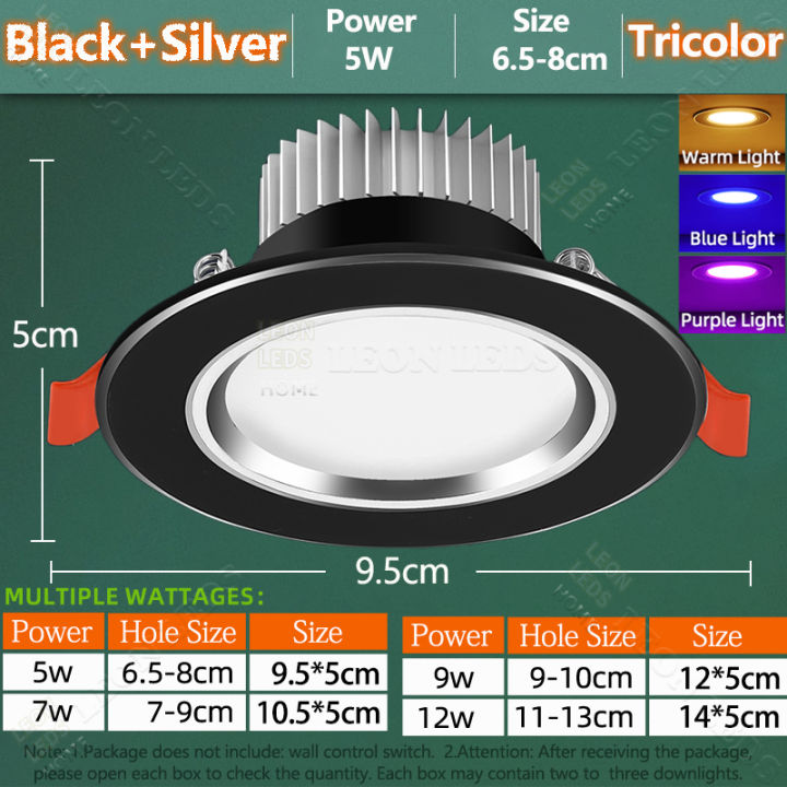 LED Pin Light Ceiling Lights 5W/7W/9W/12W Tricolor Energy-Saving 80% ...
