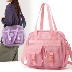 Quick Dry Mesh Shoulder Bag Breathable Zippers Closure Beach Mesh Tote Large Capacity Multi-Pocket Crossbody Travel Bag Outdoor2026