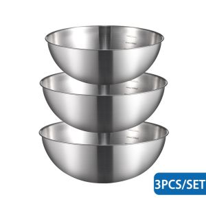 3PCS/Set 17cm/19cm/20cm/22cm/24cm/28cm/30cm Stainless Steel Bowl Thick Baking Mixing Bowl Salad bowl Multi Functional Bowl