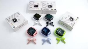 Hot selling color screen Bluetooth earphones Air Max transparent full function long endurance wireless earphones