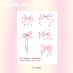Long Lasting Pink Bear Tattoo Stickers Bowknot Party Natural Waterproof Bear Tattoo Stickers