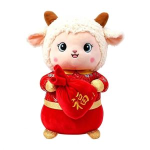 PHANT PP Cotton Simulation Sheep Plush Doll Stuffed Animal Fortune Lucky Sheep Plush Toy Baby Sleeping Toy Red Sheep Year Stuffed Doll Party Supplies