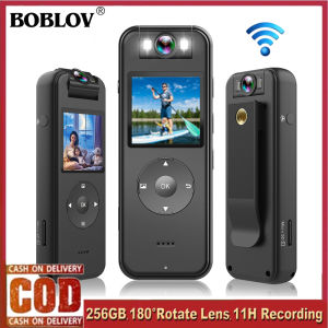 BOBLOV WIFI Body Camera 2K Mini Camera 256GB HD 1440P 180° Rotating Video Camera Vlogging Camera Police Body Camera  Video Camcorder with Adjustable Belt for Bike Cycling Motorcycle Dash Cam