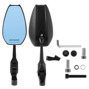 【9H Ship】BLUE/CLEAR Lens Full Alloy CNC Motorcycle Side Mirror Rearview Mirror Anti-glare Universal Clear Mirror For H2C Motorcy