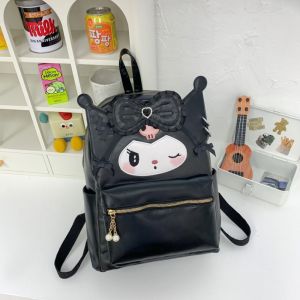 SDFBN Large Capacity Kuromi Backpack Handbag Japanese Style Mymelody Shoulder Bag Fashion Cute Cartoon PU Leather Backpack Girls