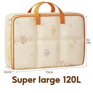 Storage Bag Closet Organizer PVC Zipper Dustproof Foldable Bedding Pillow Blanket Home