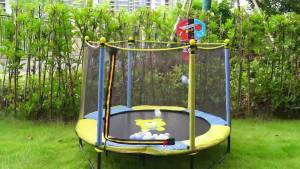 Indoor Outdoor Trampoline for Kids and Adults Adjustable Handle Playground Set Fitness Equipment
