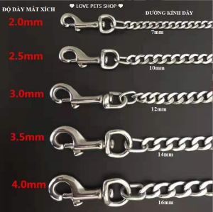 Dây dắt Chó bằng kim loại có nệm tay cầm (Không bao gồm vòng cổ yếm ngực) - Love Pets Shop
