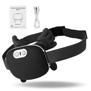 Black 4D Bionic Finger Neck Shoulder Massager Trapezius Neck Cervical Kneading Massage Shawl Brushless Motor Neck Massager