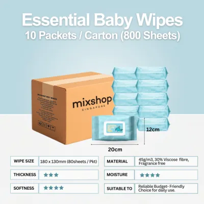 Mixshop Baby Wet Wipes Mini Large Thick Unscented Alcohol-Free Safe Travel & Home Daily Use