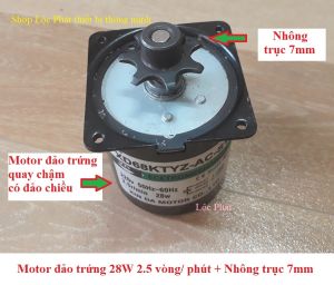 Moto giảm tốc đảo chiều 28W kèm nhông phù hợp máy ấp trứng động cơ đảo 2.5 vòng/phút 220V MT28W-N7R