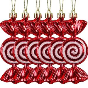 6PCS Christmas Lollipop Candy Cane Pendant Xmas Tree Hanging Ball Ornaments Christmas Party Decorations for New Year Gift