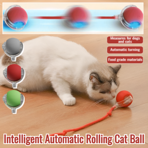 Intelligent Automatic Jumping Pet Toy Ball With Rope Teaser Toy Ball Electric Cat Ball Type C Rechargeable Automatic Rolling Ball Cat Toy Ball