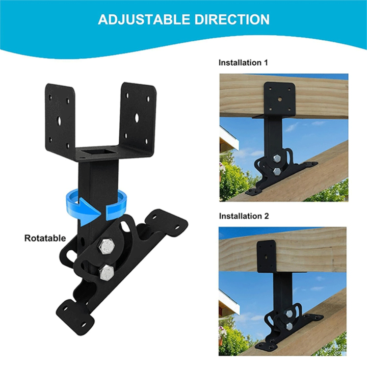 Pergola Roof Riser Brackets (2-Pack) - Heavy Duty Adjustable 3.5" Saddle Mount For 4x4, 4x6, 4x8 Wood Beams