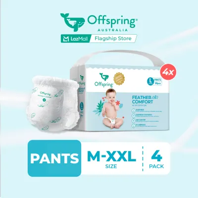Offspring FeatherAir Comfort Baby Diapers Pants M176/L152/XL128/XXL112 [4 Packs]