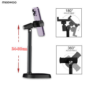 Meewoo Cell Phone Stand Holder Mount for Desk Adjustable Height & Angle 360 Rotating Phone Holder Stand