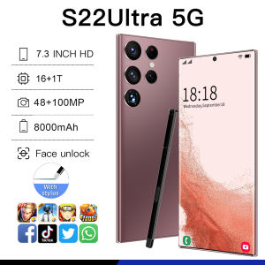 【CAN COD+READY】Original phone S22 Ultra 5G S22Ultra 5G 7.3 Inch HD full screen hp 16G RAM 1TB ROM 48MP 100MP cheap cellphone washing warehouse Android 12.0 AI powered Face Recognition Unlocked Mobile Phones qualcomm 8000Mah