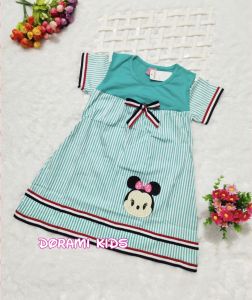 Dress anak perempuan sabrina usia 1 2 3 4 5 6 7 8 tahun bordir mouse /  pakaian anak perempuan