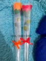 BUKET BUNGA MAWAR JINGGA 1 TANGKAI FLANEL ORANGE ROSE BUCKET PLASTIK HADIAH GIFT PALING MURAH. 