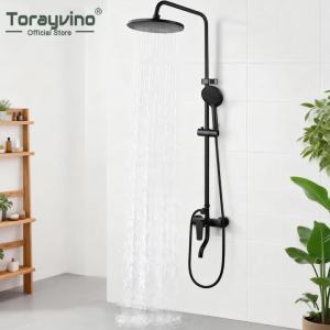 LDIES Torayvino Matte Black Bathroom Shower System Faucet Set Bathtub Wall Mounted Rainfall Mixer Water Tap Bath Shower Faucet Set 2B9Z7